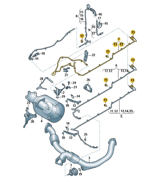 Original Dosierleitung zum Einspritzventil Leitung vorn Audi A8 4H0131984AE Neu