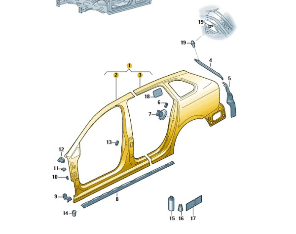 Original VW Golf 8 Seitenteil rechts 5H9809606 Restteil - NUR ABHOLUNG -