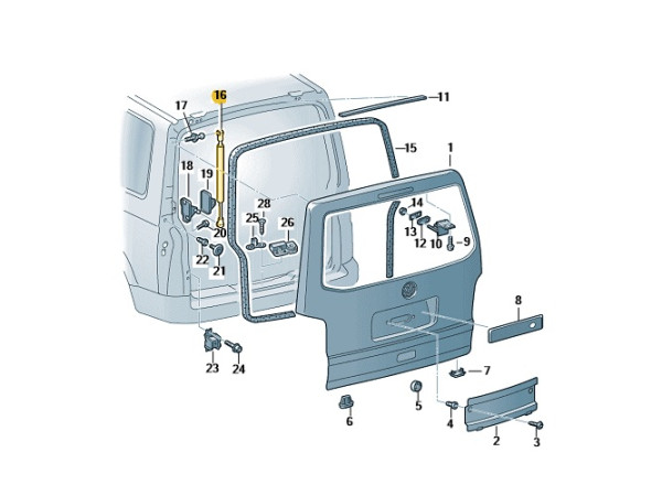 Original VW T6 Komfort Antriebseinheit Heckklappe Gasdruckfeder Dämpfer elektrisch