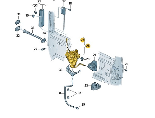 Neu Original VW Türschloss Schiebetür rechts 7E0843654CD Transporter T5 T6
