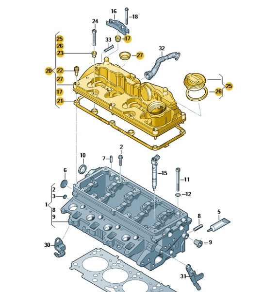Original Zylinderkopfhaube Ventildeckel Seat Skoda VW 1.6/2.0 TDi 03L103469R Neu