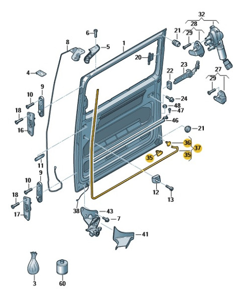 Original Dichtung Schiebetür Tür Türdichtung links VW T5 T6 7E0843785A Neu