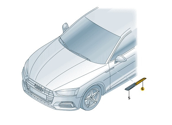 original Audi RS5 Logo Schriftzug A5 F5 schwarz Kotflügel Tür Emblem fender 4-Teilig NEU