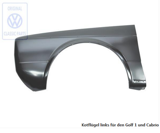 VW Kotflügel links für den Golf 1 und Cabrio - Neufertigung