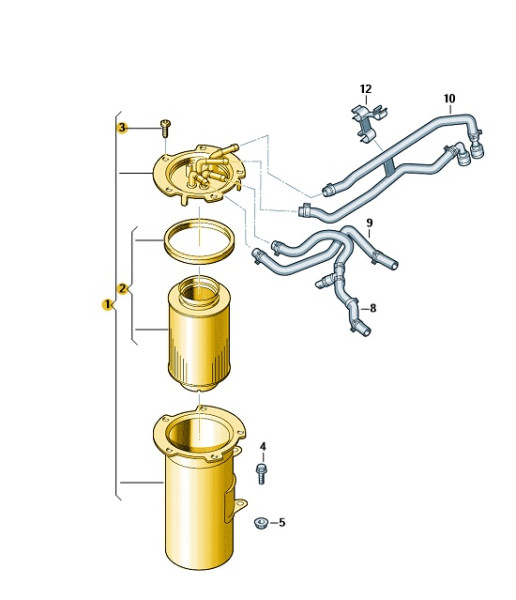 Original VW Kraftstofffilter mit Flansch inkl. Filtereinsatz 1K0127400L NEU