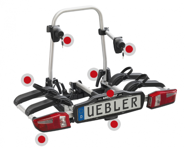 Uebler P22 S Alu Fahrrad Heckträger für AHK 2 Fahrräder - T5 und Caddy
