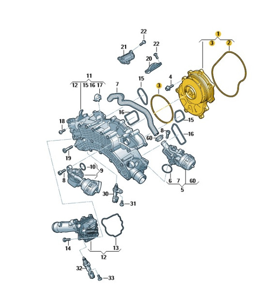 Original Wasserpumpe Kühlmittelpumpe Audi A8 Q7 Q8 057121008M Neu