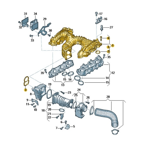 Ansaugbrücke Saugstutzen Saugrohr Audi A4 A5 A6 A7 A8 Q5 Q7 Q8 059129711EB