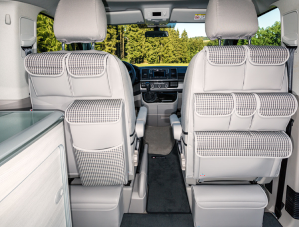 UTILITY für Fahrerhaussitz links mit MULTIBOX VW T6 California Ocean, Design "Visitamo/Leder Moonroc