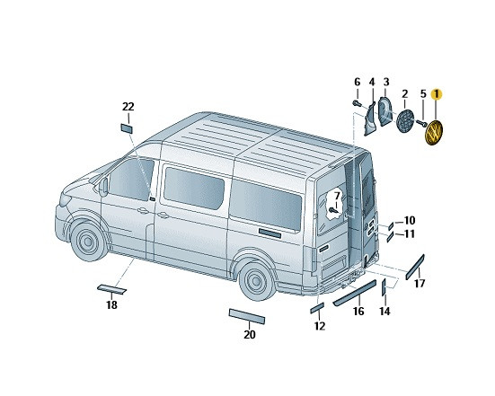 Original VW Crafter 7C VW Zeichen Emblem Logo Hinten Heckklappe 7C0853630B DPJ