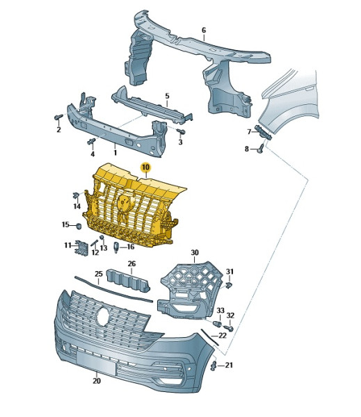 Original Stützteil vorn mitte VW T6.1 7LA807699D NEU