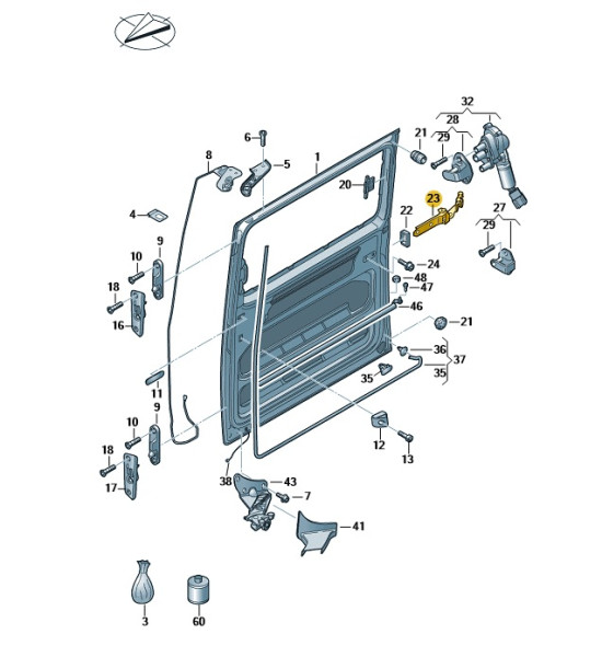 Original Scharnier Schiebetür links VW T6 7E0843335A Neu
