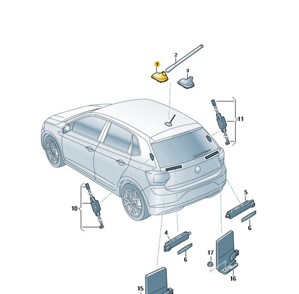 Dachantenne Antennenfuß Skoda Fabia VW Polo 6C0035501Q 5FQ NEU