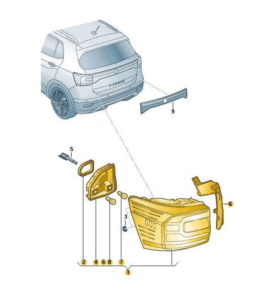 Original VW T-Cross LED Schlussleuchte Rückleuchte rechts 2GM945096B NEU