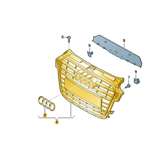 Original Audi A1 (8X) Facelift S-Line Kühlergrill Tuning Grill schwarz glänzend