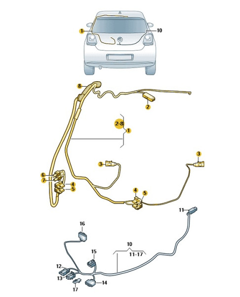 Original Kabelbaum Leitungssatz Heckklappe VW Polo 2015-2018 6C6971145A Neu